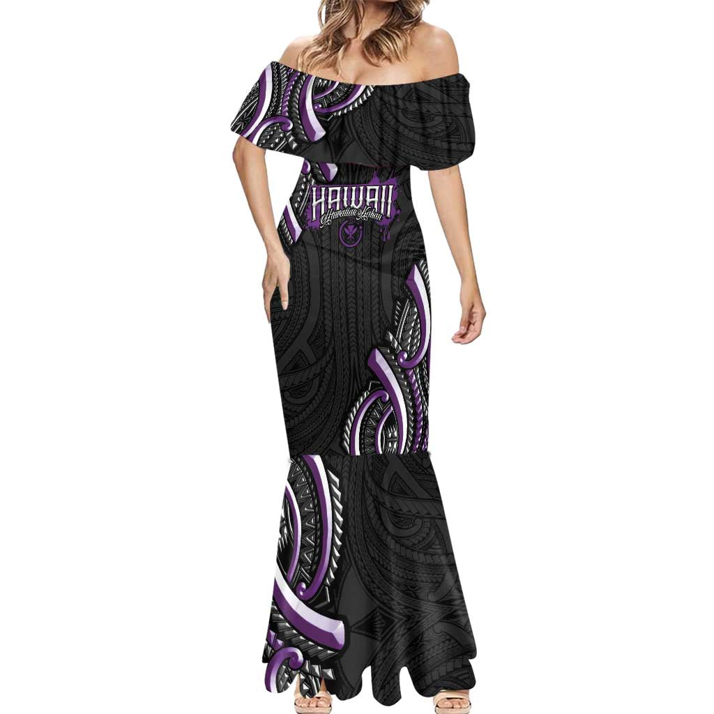 Traditional Art Hawaiian Kakau Tattoos Mermaid Dress Purple Color - Polynesian Pride