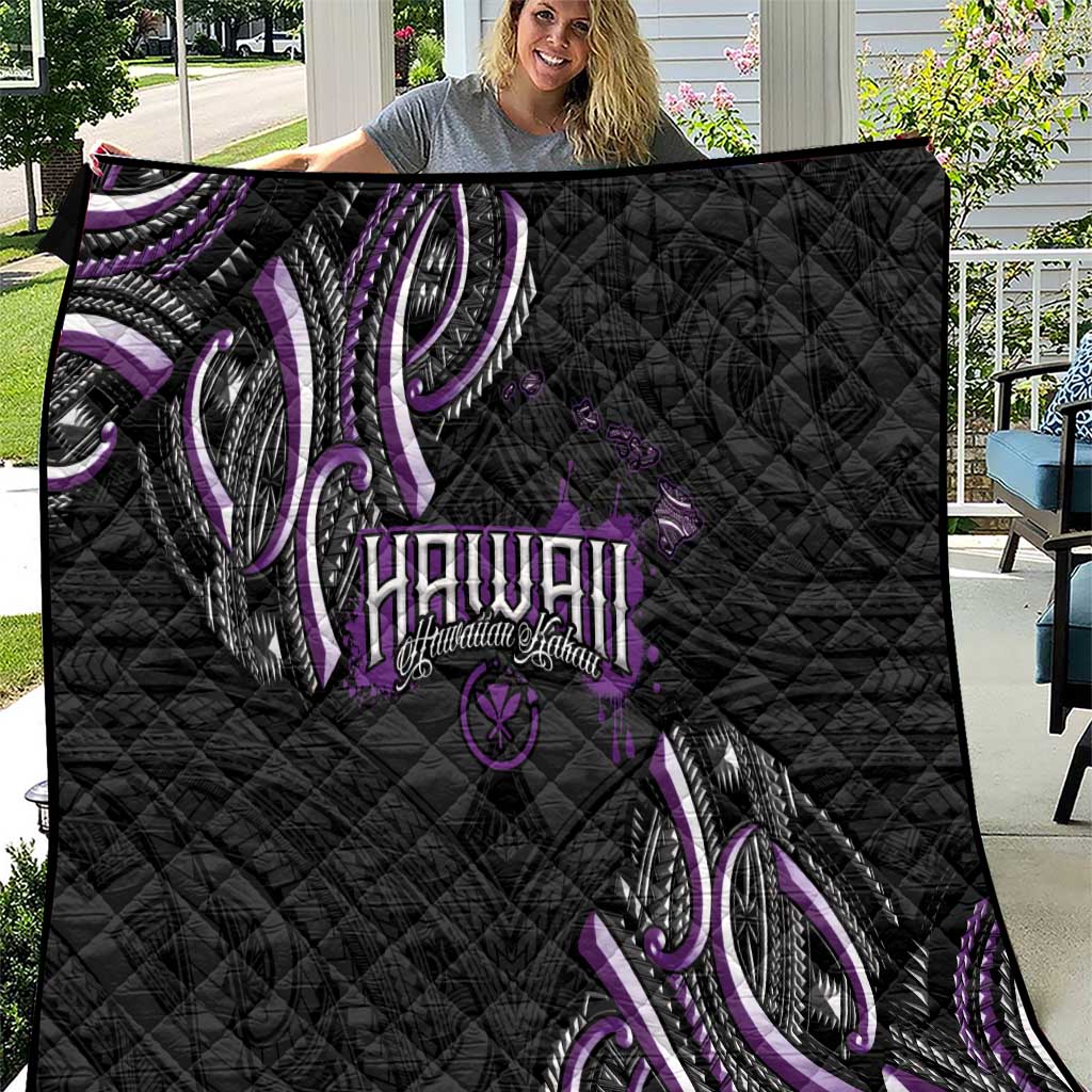 Traditional Art Hawaiian Kakau Tattoos Quilt Purple Color LT03 Purple - Polynesian Pride