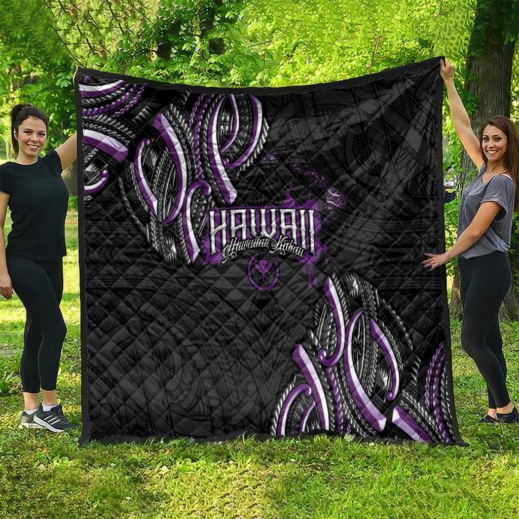 Traditional Art Hawaiian Kakau Tattoos Quilt Purple Color LT03 - Polynesian Pride