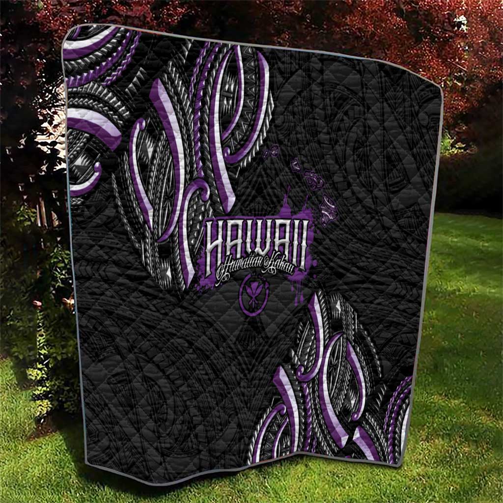 Traditional Art Hawaiian Kakau Tattoos Quilt Purple Color LT03 - Polynesian Pride