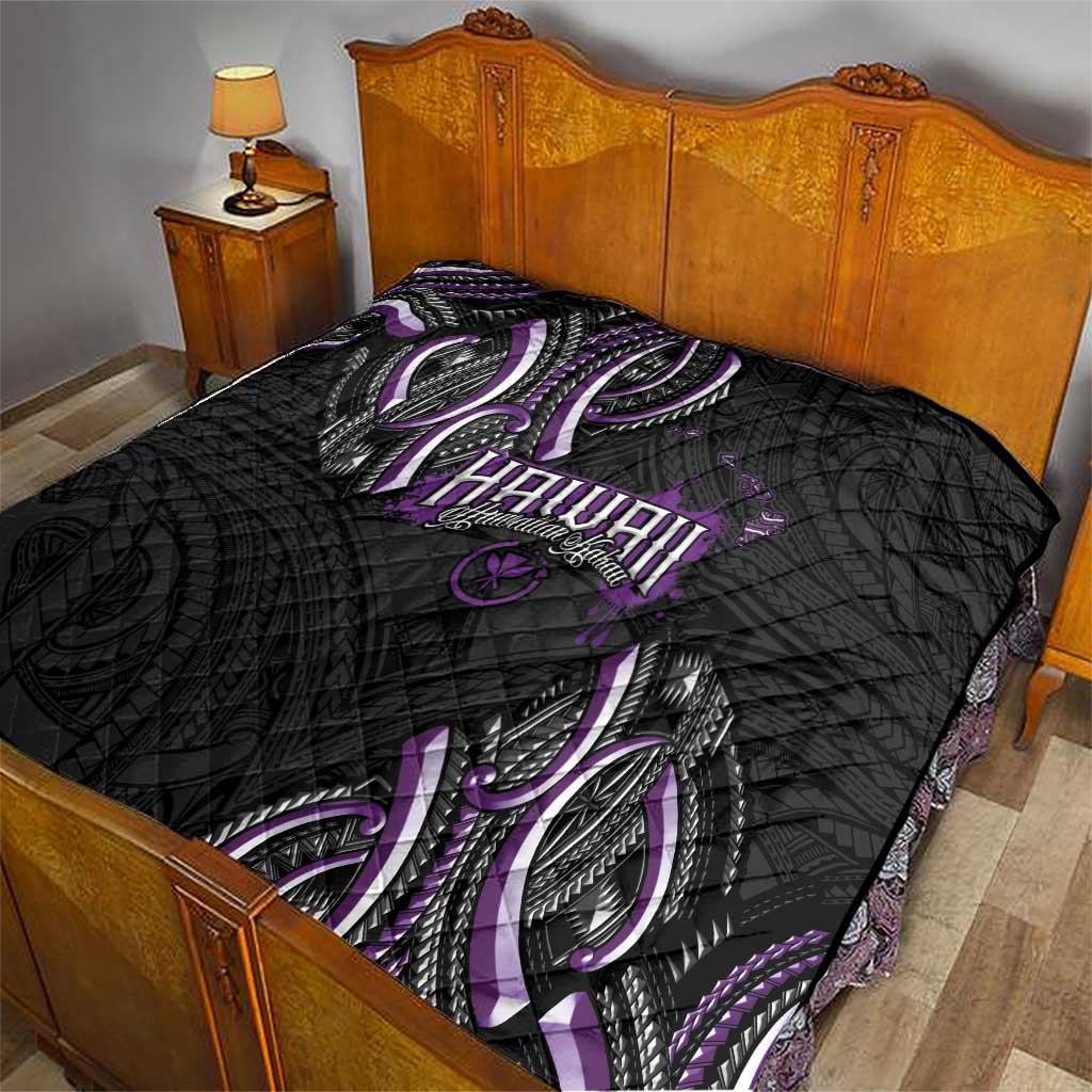 Traditional Art Hawaiian Kakau Tattoos Quilt Purple Color LT03 - Polynesian Pride
