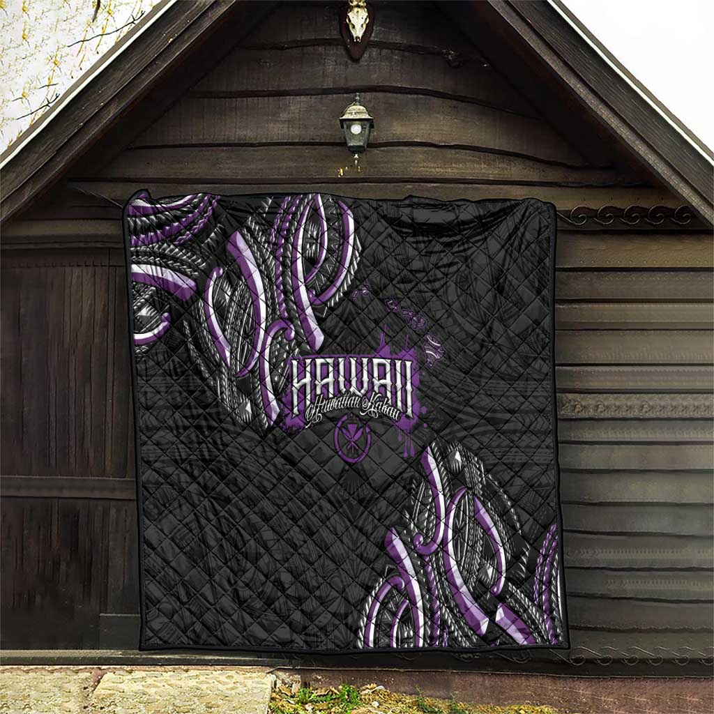 Traditional Art Hawaiian Kakau Tattoos Quilt Purple Color LT03 - Polynesian Pride