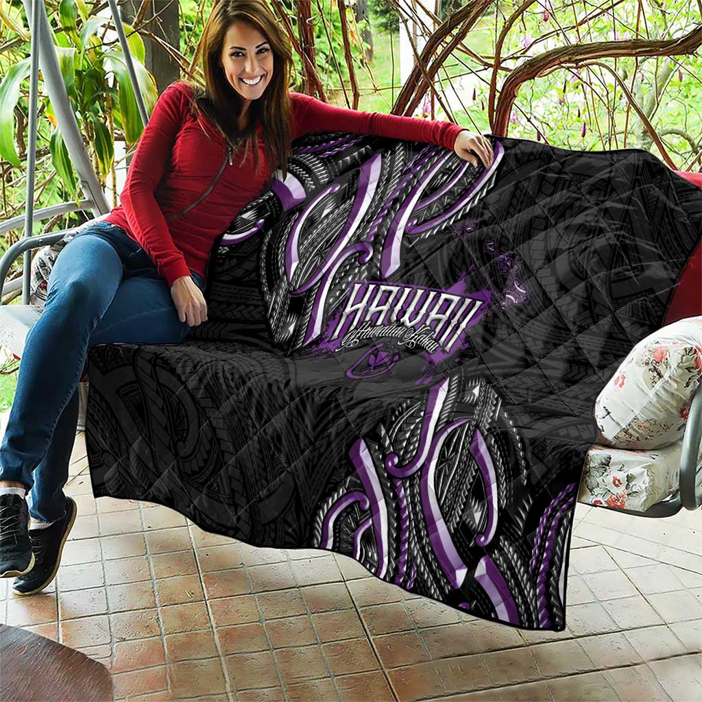 Traditional Art Hawaiian Kakau Tattoos Quilt Purple Color LT03 - Polynesian Pride