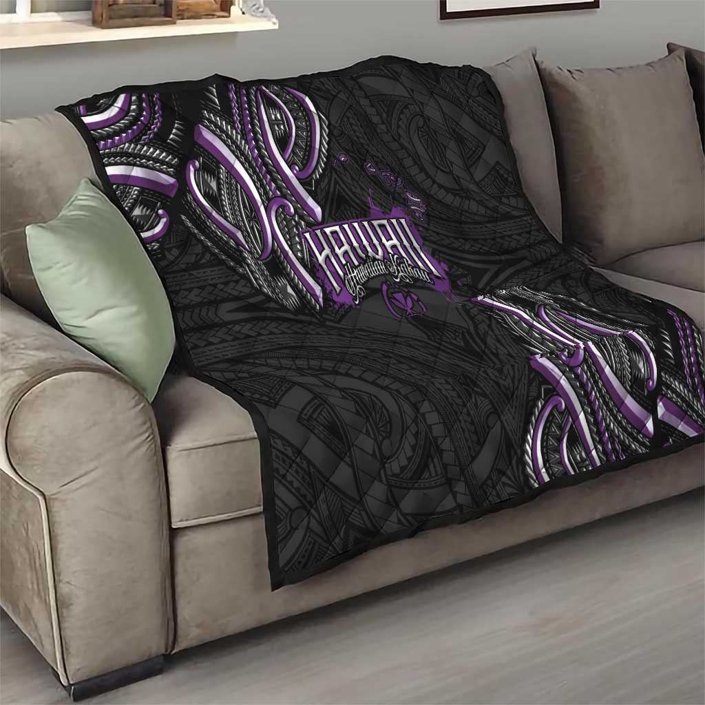 Traditional Art Hawaiian Kakau Tattoos Quilt Purple Color LT03 - Polynesian Pride
