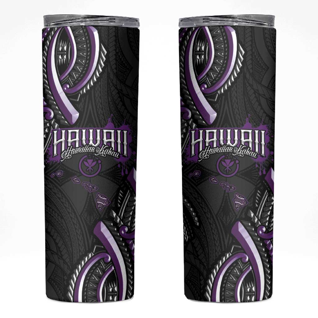 Traditional Art Hawaiian Kakau Tattoos Skinny Tumbler Purple Color LT03 Purple - Polynesian Pride