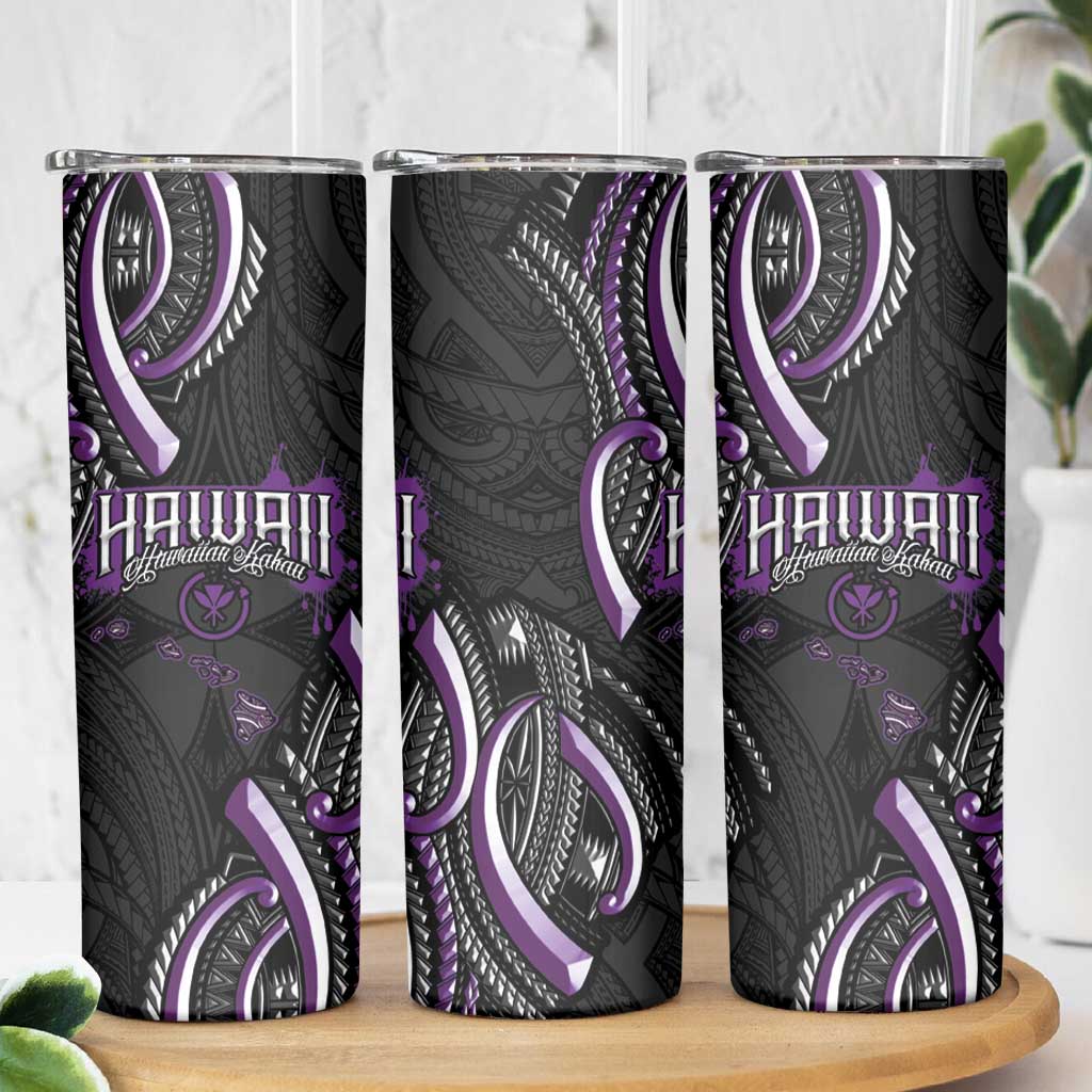Traditional Art Hawaiian Kakau Tattoos Skinny Tumbler Purple Color LT03 - Polynesian Pride