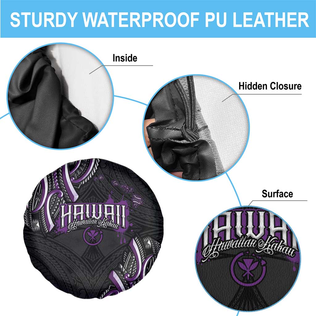 Traditional Art Hawaiian Kakau Tattoos Spare Tire Cover Purple Color - Polynesian Pride