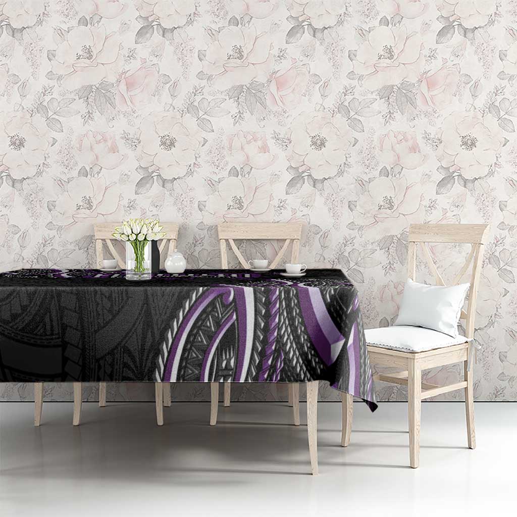 Traditional Art Hawaiian Kakau Tattoos Tablecloth Purple Color - Polynesian Pride