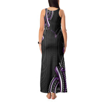 Traditional Art Hawaiian Kakau Tattoos Tank Maxi Dress Purple Color - Polynesian Pride