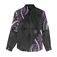 Traditional Art Hawaiian Kakau Tattoos Women Casual Shirt Purple Color - Polynesian Pride