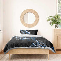 Traditional Art Hawaiian Kakau Tattoos Bedding Set Blue Color - Polynesian Pride