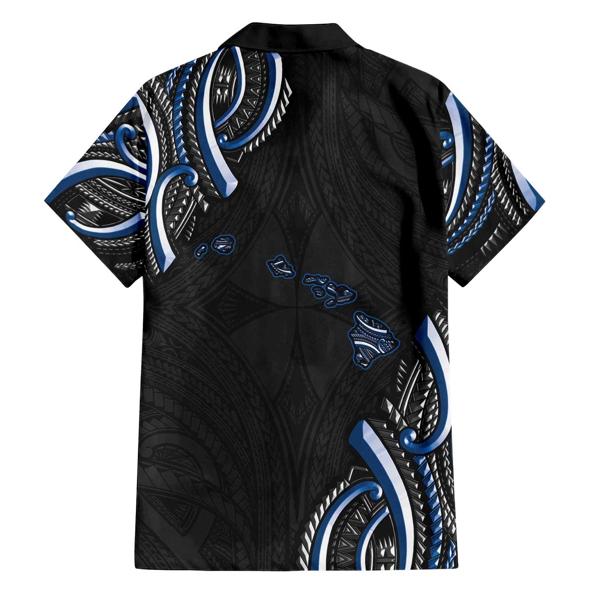 Traditional Art Hawaiian Kakau Tattoos Family Matching Off The Shoulder Long Sleeve Dress and Hawaiian Shirt Blue Color LT03 - Polynesian Pride
