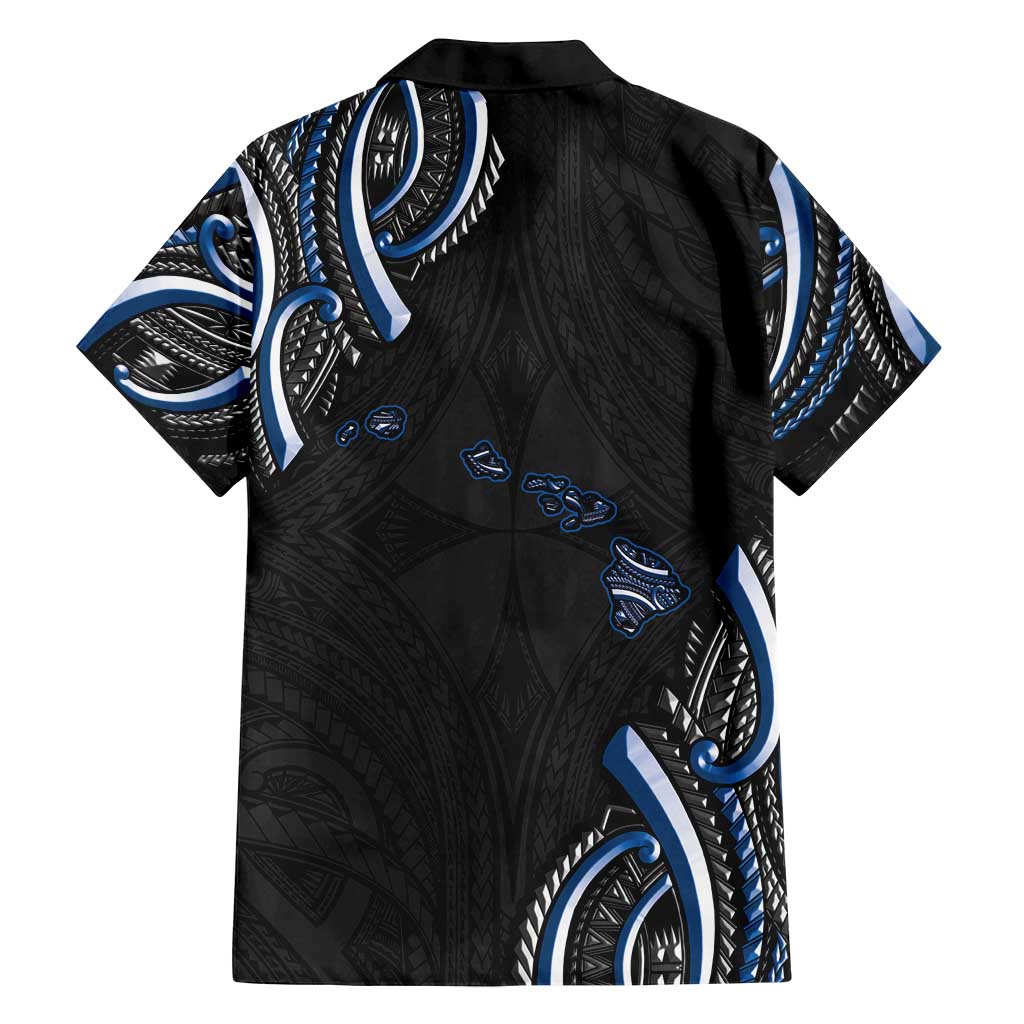 Traditional Art Hawaiian Kakau Tattoos Family Matching Summer Maxi Dress and Hawaiian Shirt Blue Color LT03 - Polynesian Pride