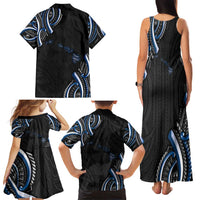 Traditional Art Hawaiian Kakau Tattoos Family Matching Tank Maxi Dress and Hawaiian Shirt Blue Color LT03 - Polynesian Pride