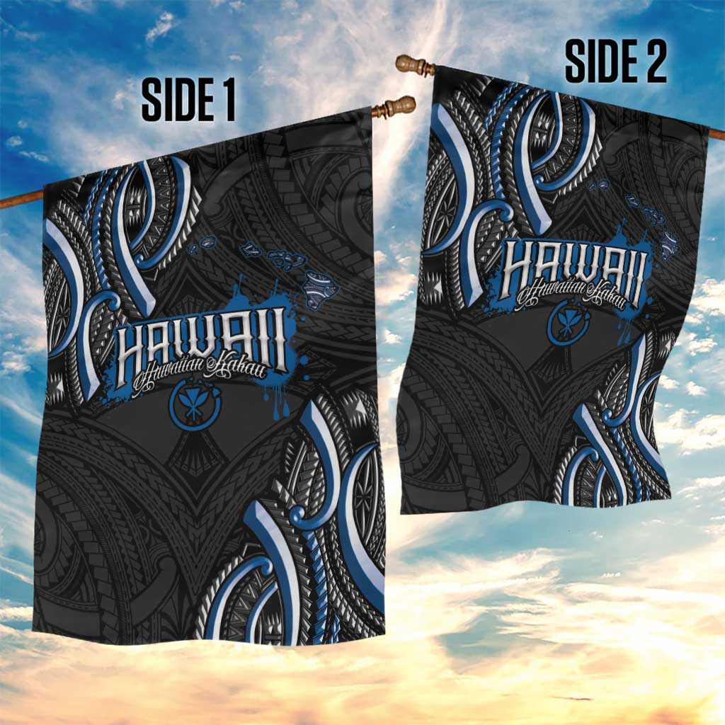 Traditional Art Hawaiian Kakau Tattoos Garden Flag Blue Color LT03 - Polynesian Pride