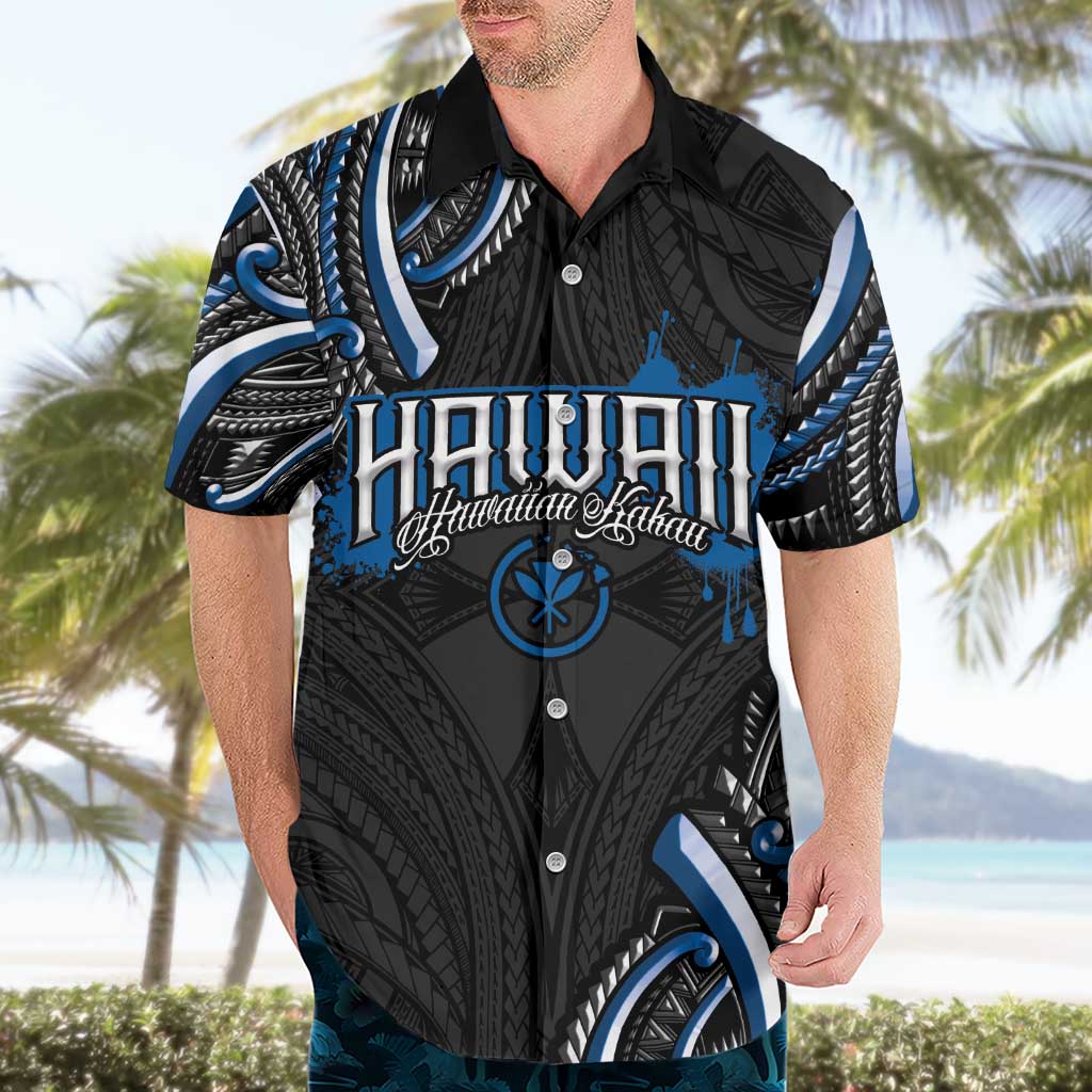 Traditional Art Hawaiian Kakau Tattoos Hawaiian Shirt Blue Color - Polynesian Pride