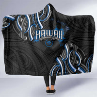 Traditional Art Hawaiian Kakau Tattoos Hooded Blanket Blue Color LT03 One Size Blue - Polynesian Pride