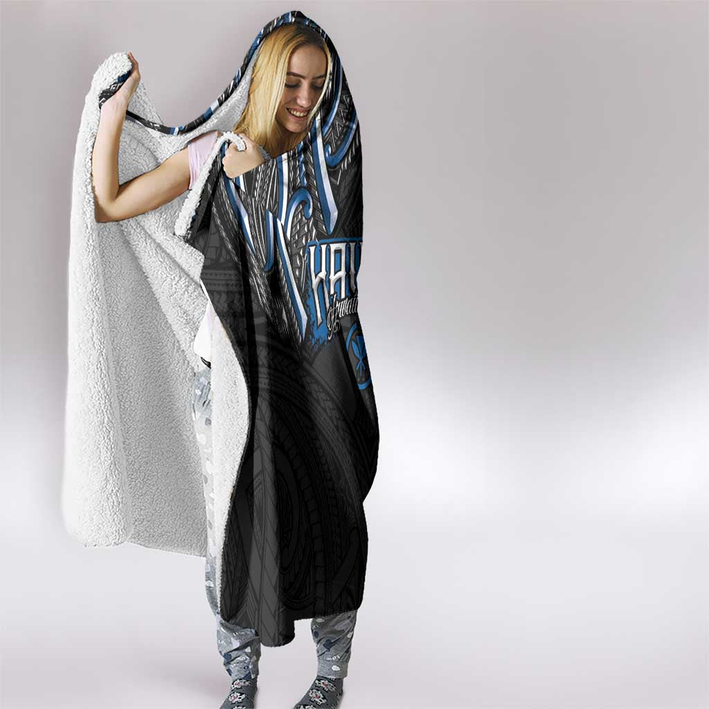 Traditional Art Hawaiian Kakau Tattoos Hooded Blanket Blue Color LT03 - Polynesian Pride