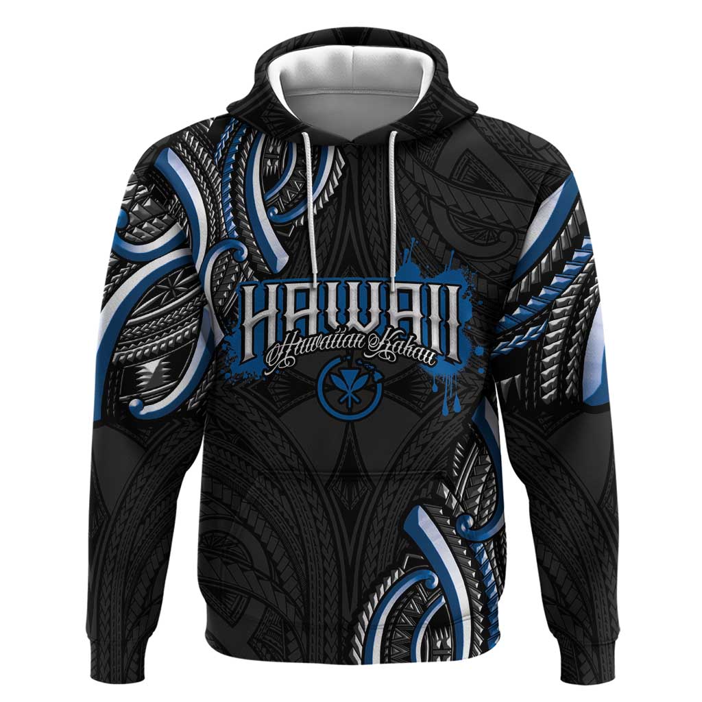 Traditional Art Hawaiian Kakau Tattoos Hoodie Blue Color - Polynesian Pride