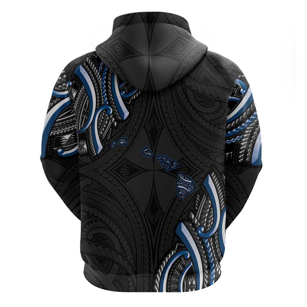 Traditional Art Hawaiian Kakau Tattoos Hoodie Blue Color - Polynesian Pride