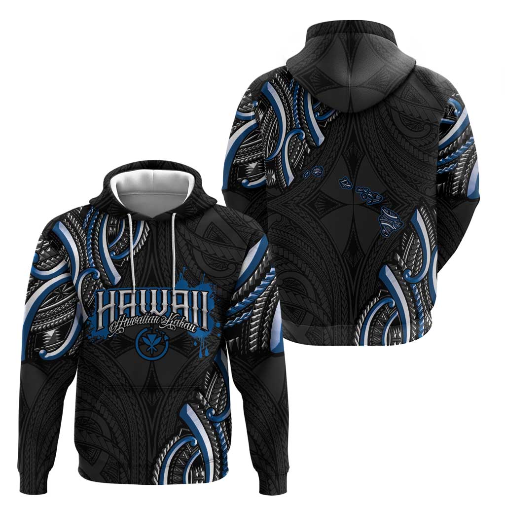 Traditional Art Hawaiian Kakau Tattoos Hoodie Blue Color - Polynesian Pride