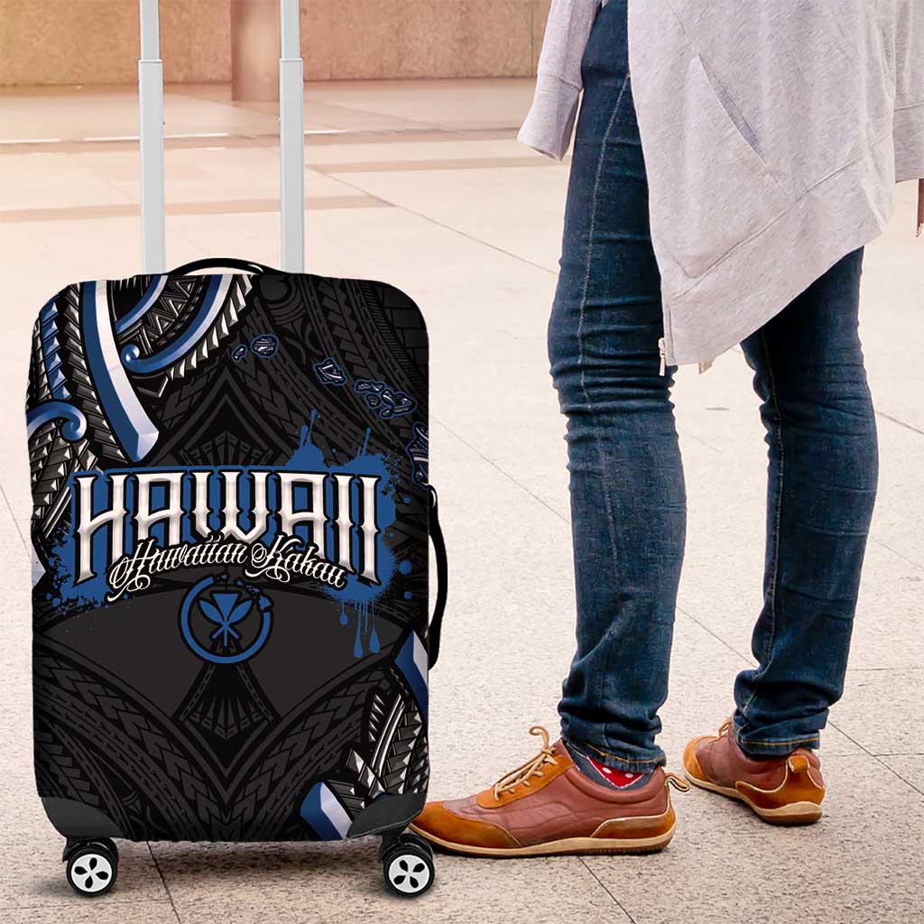 Traditional Art Hawaiian Kakau Tattoos Luggage Cover Blue Color - Polynesian Pride