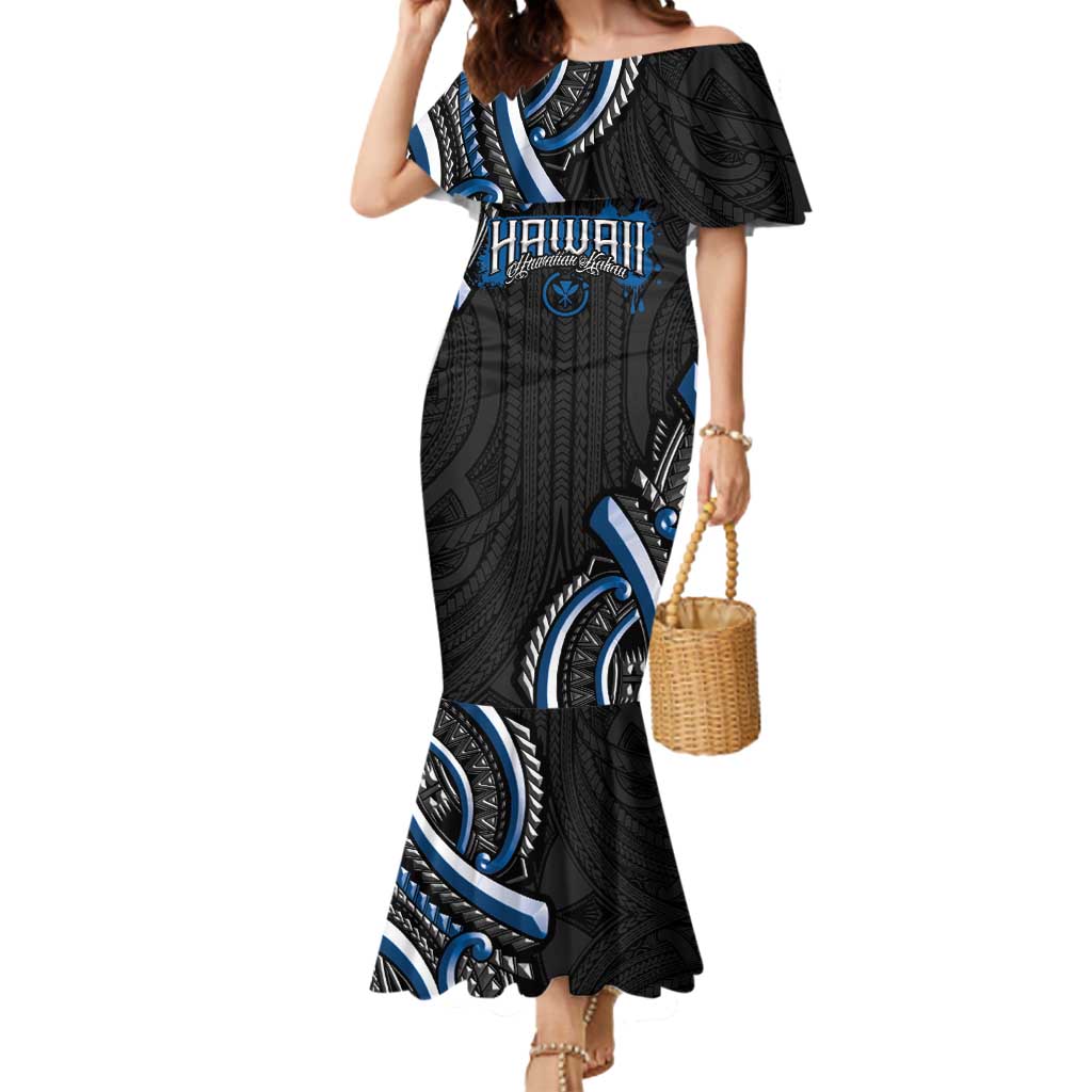Traditional Art Hawaiian Kakau Tattoos Mermaid Dress Blue Color - Polynesian Pride