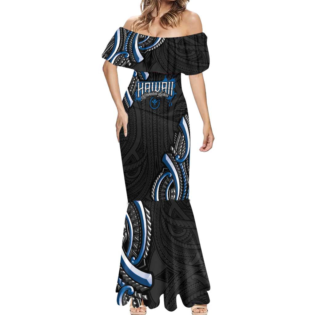 Traditional Art Hawaiian Kakau Tattoos Mermaid Dress Blue Color - Polynesian Pride
