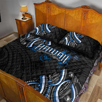 Traditional Art Hawaiian Kakau Tattoos Quilt Bed Set Blue Color - Polynesian Pride