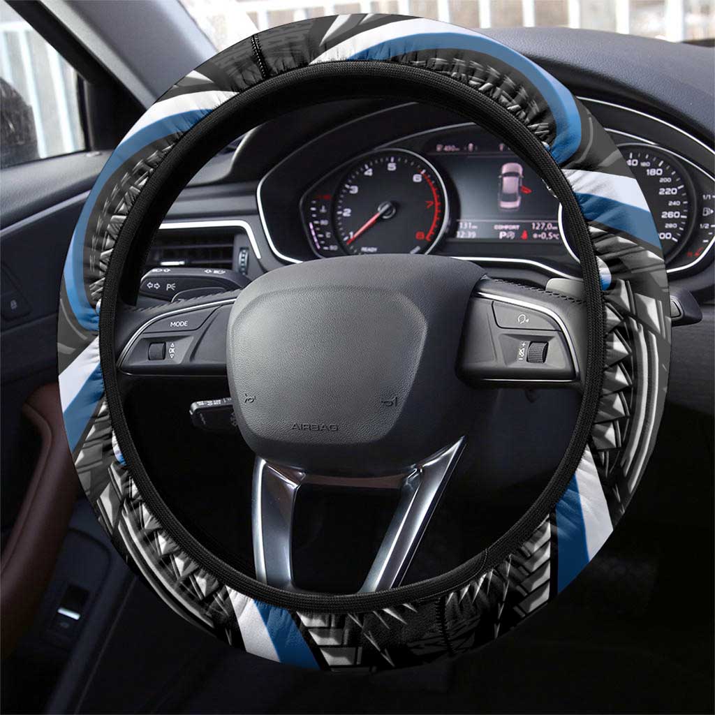 Traditional Art Hawaiian Kakau Tattoos Steering Wheel Cover Blue Color - Polynesian Pride