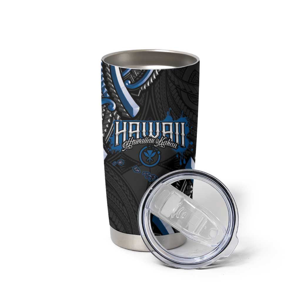 Traditional Art Hawaiian Kakau Tattoos Tumbler Cup Blue Color LT03 - Polynesian Pride