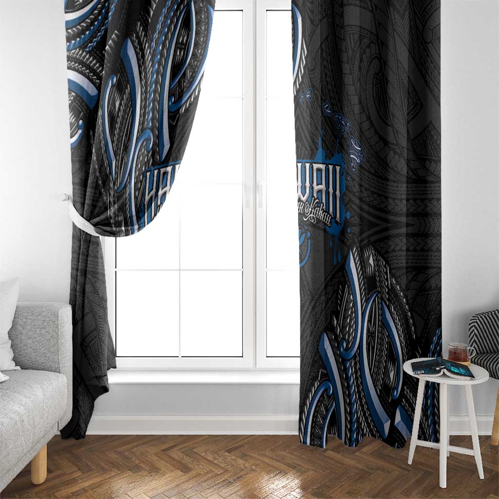 Traditional Art Hawaiian Kakau Tattoos Window Curtain Blue Color - Polynesian Pride