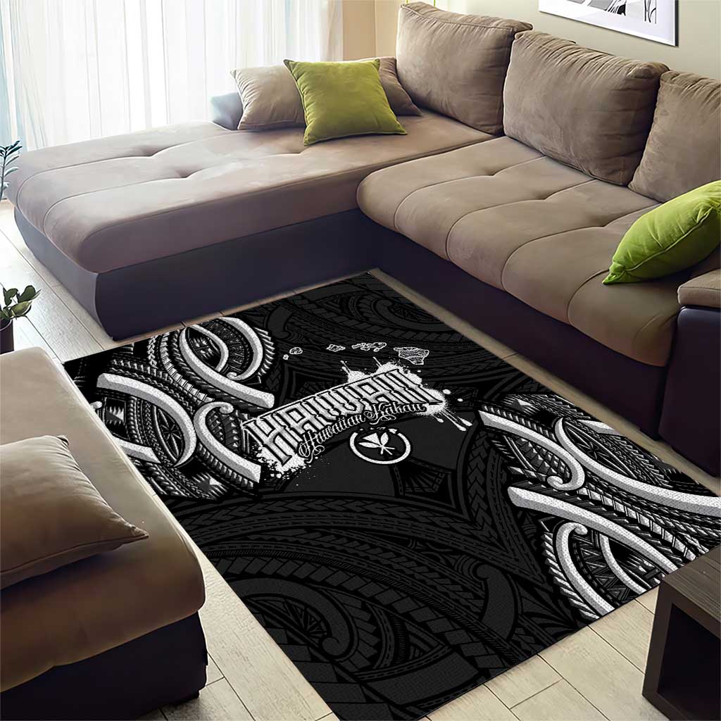 Traditional Art Hawaiian Kakau Tattoos Area Rug White - Polynesian Pride