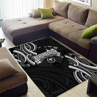 Traditional Art Hawaiian Kakau Tattoos Area Rug White - Polynesian Pride