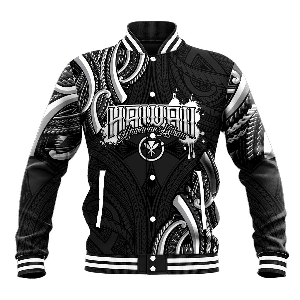 Traditional Art Hawaiian Kakau Tattoos Baseball Jacket White - Polynesian Pride