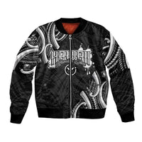 Traditional Art Hawaiian Kakau Tattoos Bomber Jacket White - Polynesian Pride