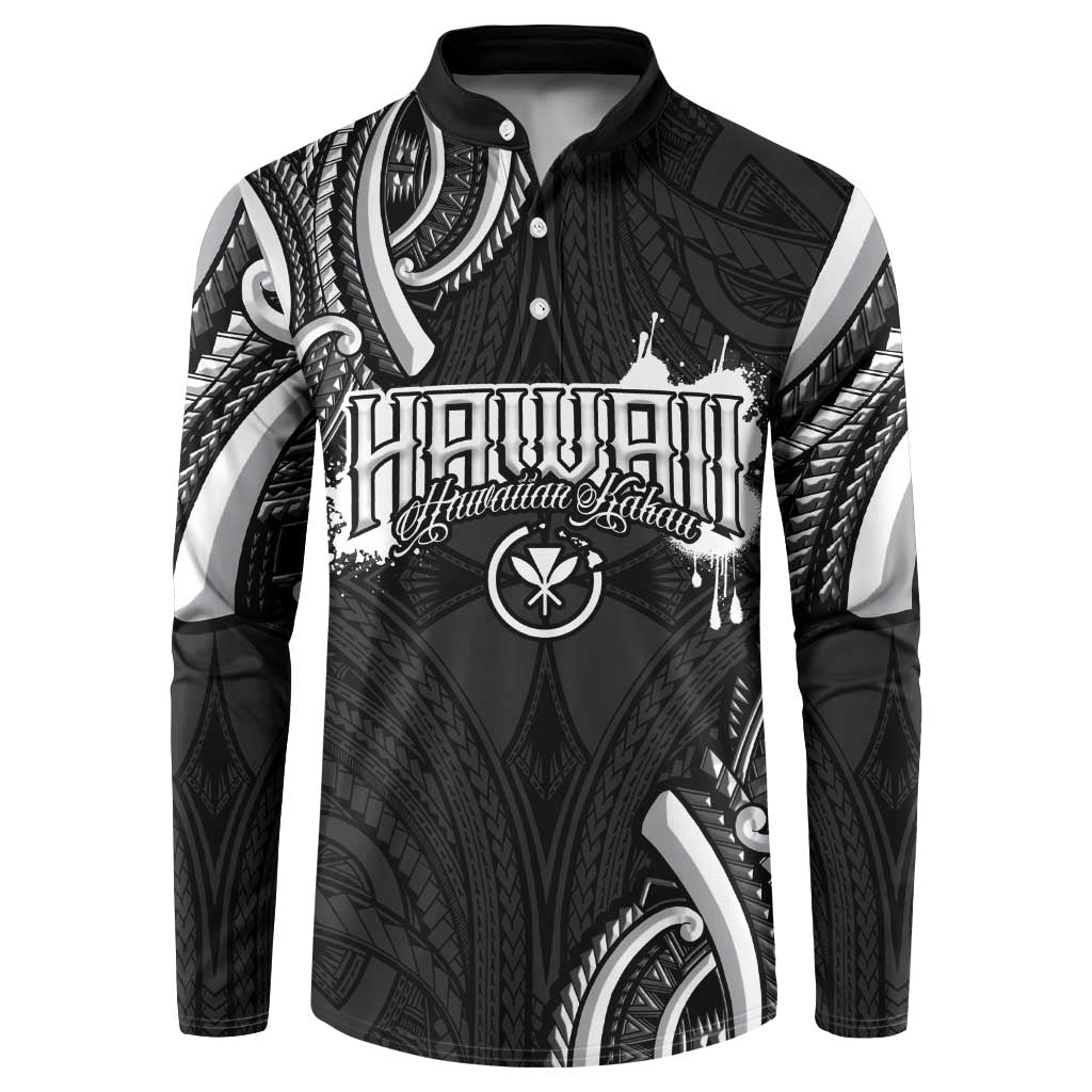 Traditional Art Hawaiian Kakau Tattoos Button Sweatshirt White LT03 White - Polynesian Pride