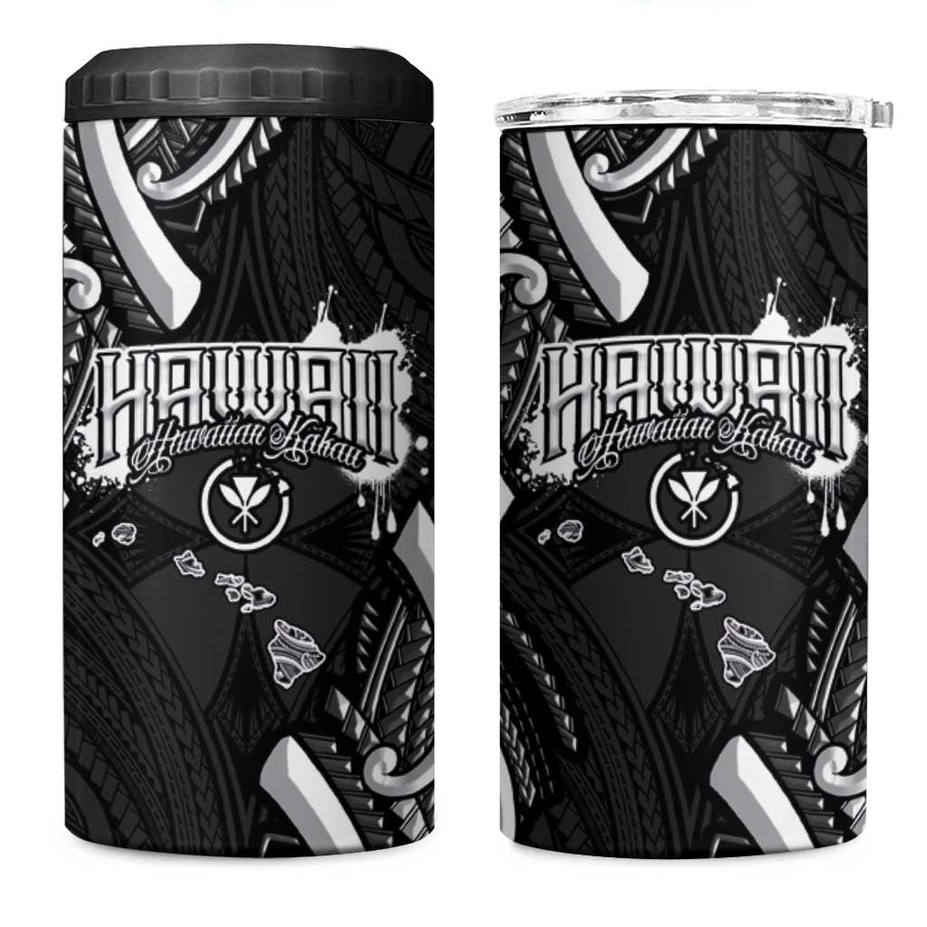 Traditional Art Hawaiian Kakau Tattoos 4 in 1 Can Cooler Tumbler White LT03 One Size: 16 oz White - Polynesian Pride