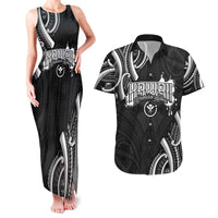 Traditional Art Hawaiian Kakau Tattoos Couples Matching Tank Maxi Dress and Hawaiian Shirt White - Polynesian Pride