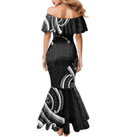 Traditional Art Hawaiian Kakau Tattoos Family Matching Mermaid Dress and Hawaiian Shirt White LT03 - Polynesian Pride