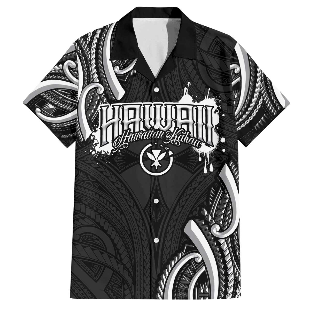 Traditional Art Hawaiian Kakau Tattoos Family Matching Off The Shoulder Long Sleeve Dress and Hawaiian Shirt White LT03 Dad's Shirt - Short Sleeve White - Polynesian Pride