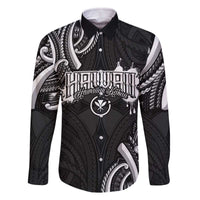 Traditional Art Hawaiian Kakau Tattoos Family Matching Off The Shoulder Long Sleeve Dress and Hawaiian Shirt White LT03 Dad's Shirt - Long Sleeve White - Polynesian Pride