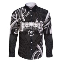 Traditional Art Hawaiian Kakau Tattoos Family Matching Puletasi and Hawaiian Shirt White LT03 Dad's Shirt - Long Sleeve White - Polynesian Pride