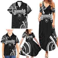 Traditional Art Hawaiian Kakau Tattoos Family Matching Summer Maxi Dress and Hawaiian Shirt White LT03 - Polynesian Pride