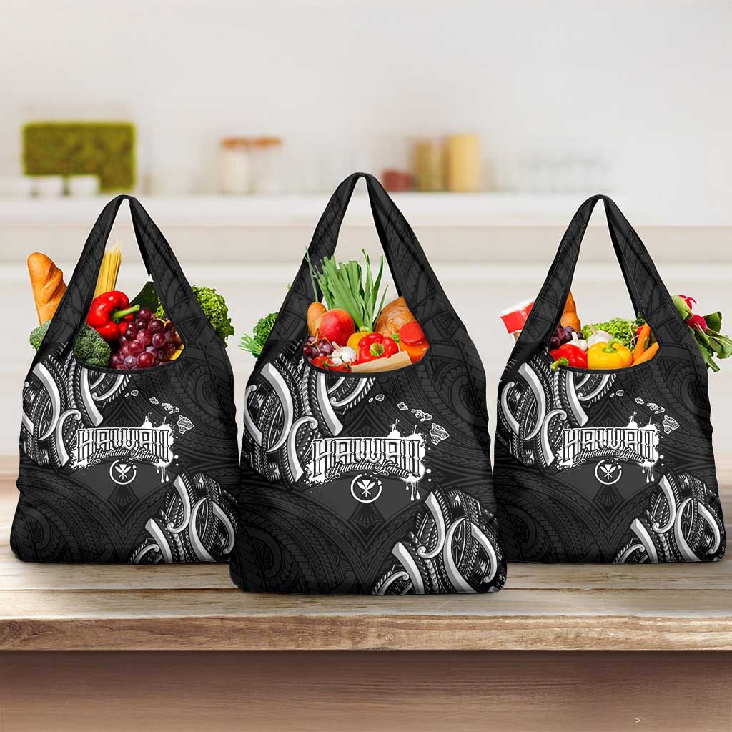 Traditional Art Hawaiian Kakau Tattoos Grocery Bag White - Polynesian Pride