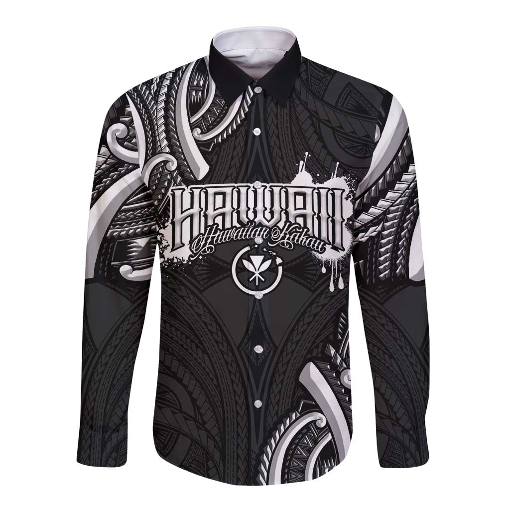 Traditional Art Hawaiian Kakau Tattoos Long Sleeve Button Shirt White LT03 Unisex White - Polynesian Pride