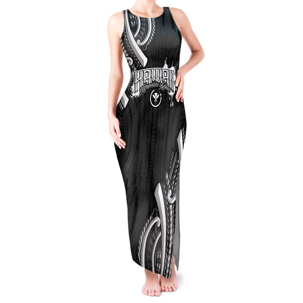 Traditional Art Hawaiian Kakau Tattoos Tank Maxi Dress White - Polynesian Pride
