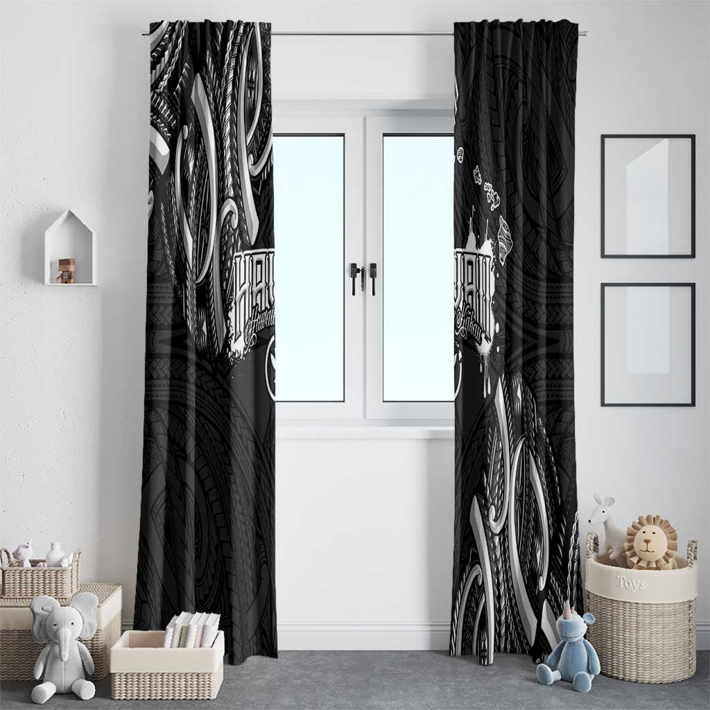 Traditional Art Hawaiian Kakau Tattoos Window Curtain White - Polynesian Pride
