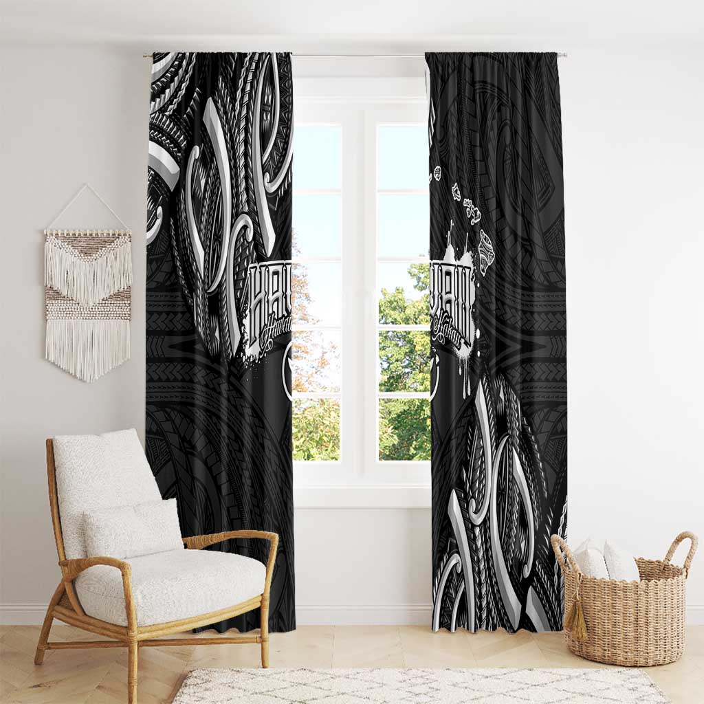 Traditional Art Hawaiian Kakau Tattoos Window Curtain White - Polynesian Pride