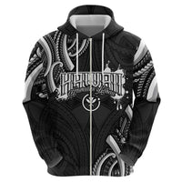 Traditional Art Hawaiian Kakau Tattoos Zip Hoodie White - Polynesian Pride